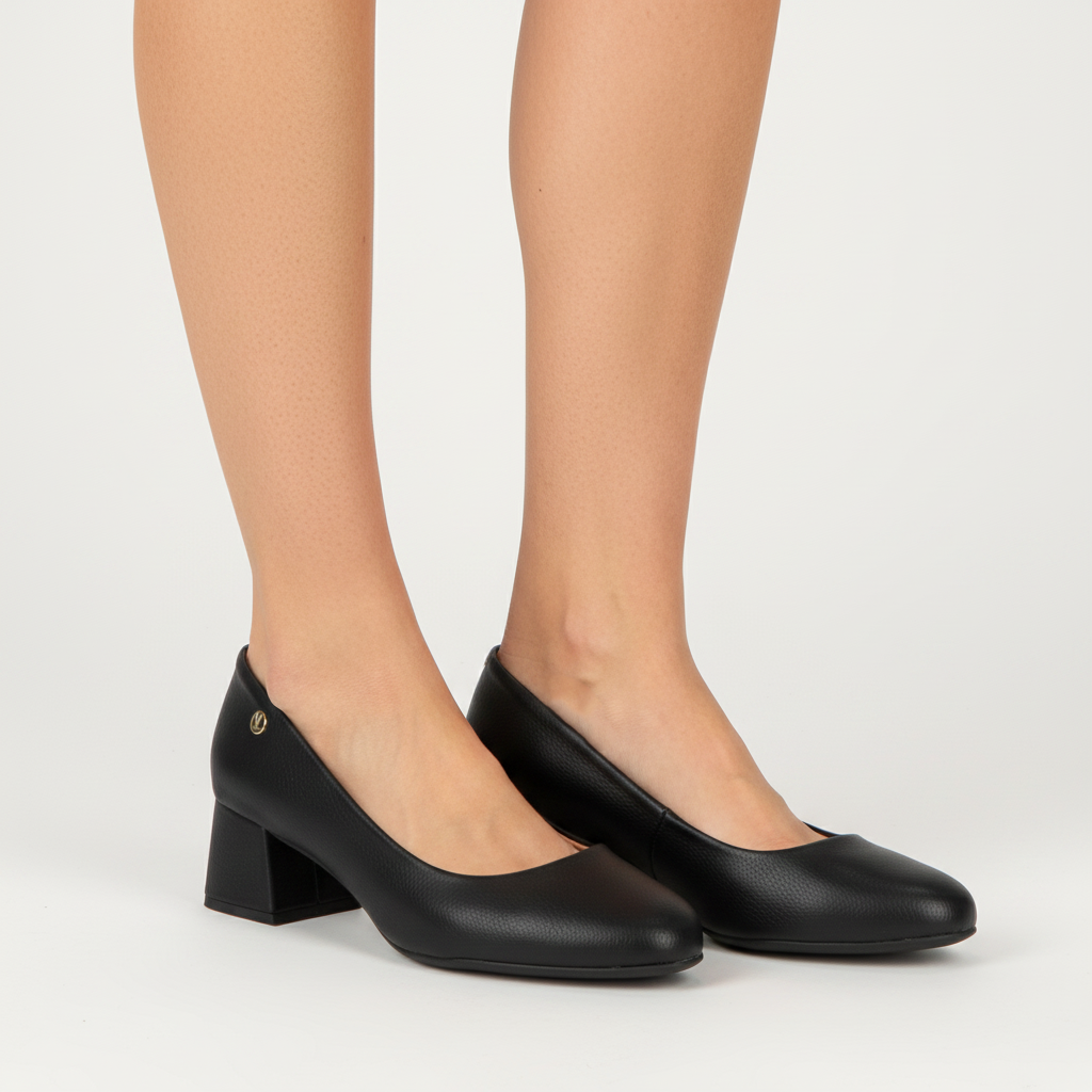 Zapato Taco Ancho Negro
