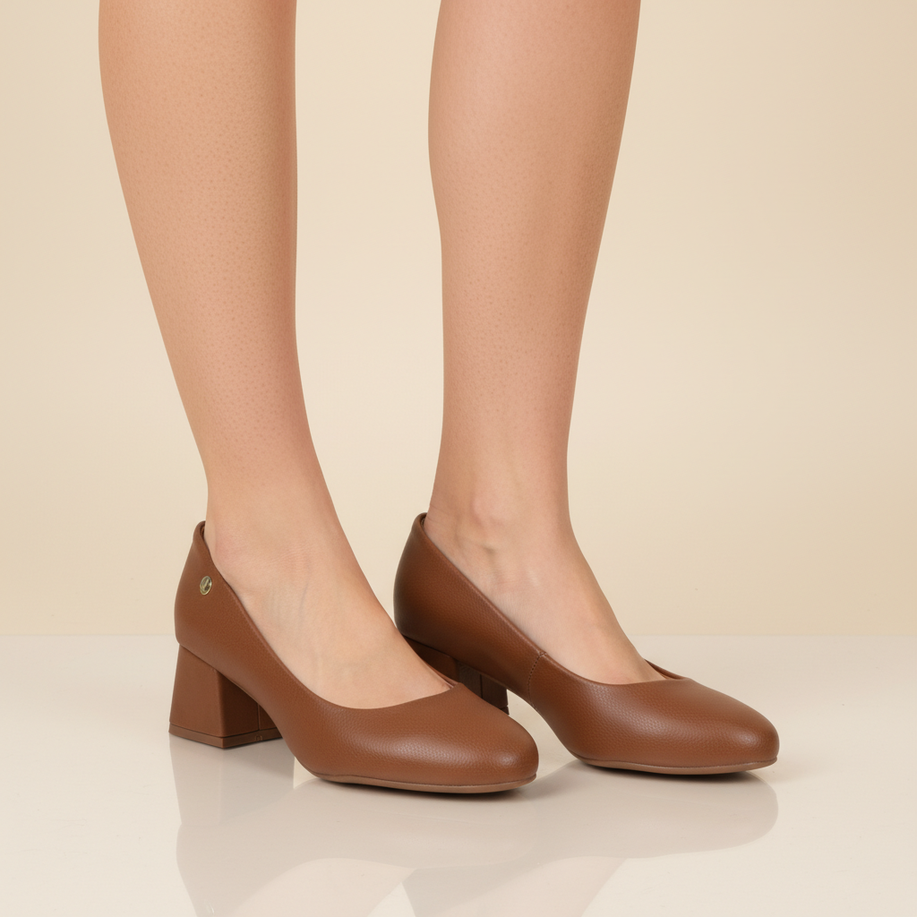 Zapato Taco Ancho Marron