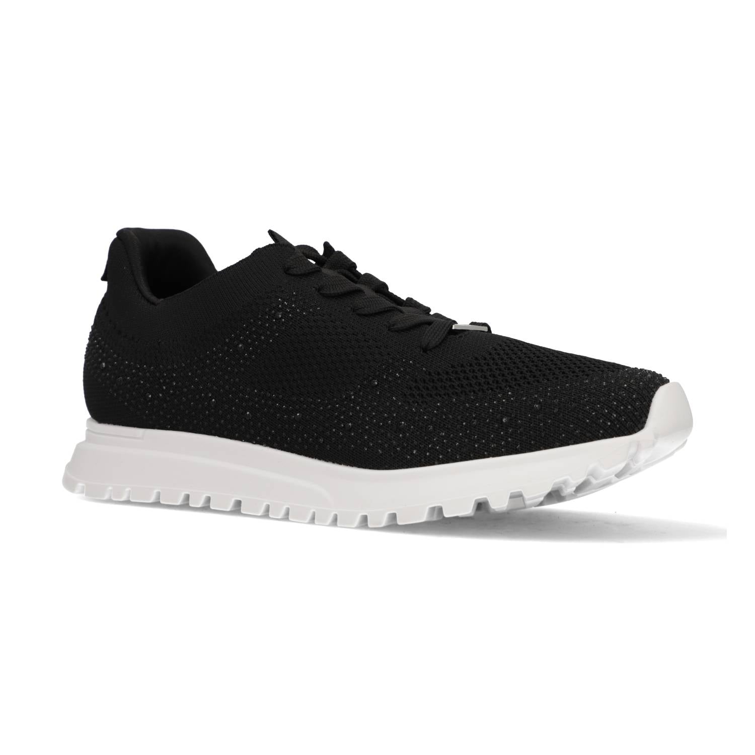 Zapatilla Casual Brillos Eco Cuero Negra 1429-204-28075-97483