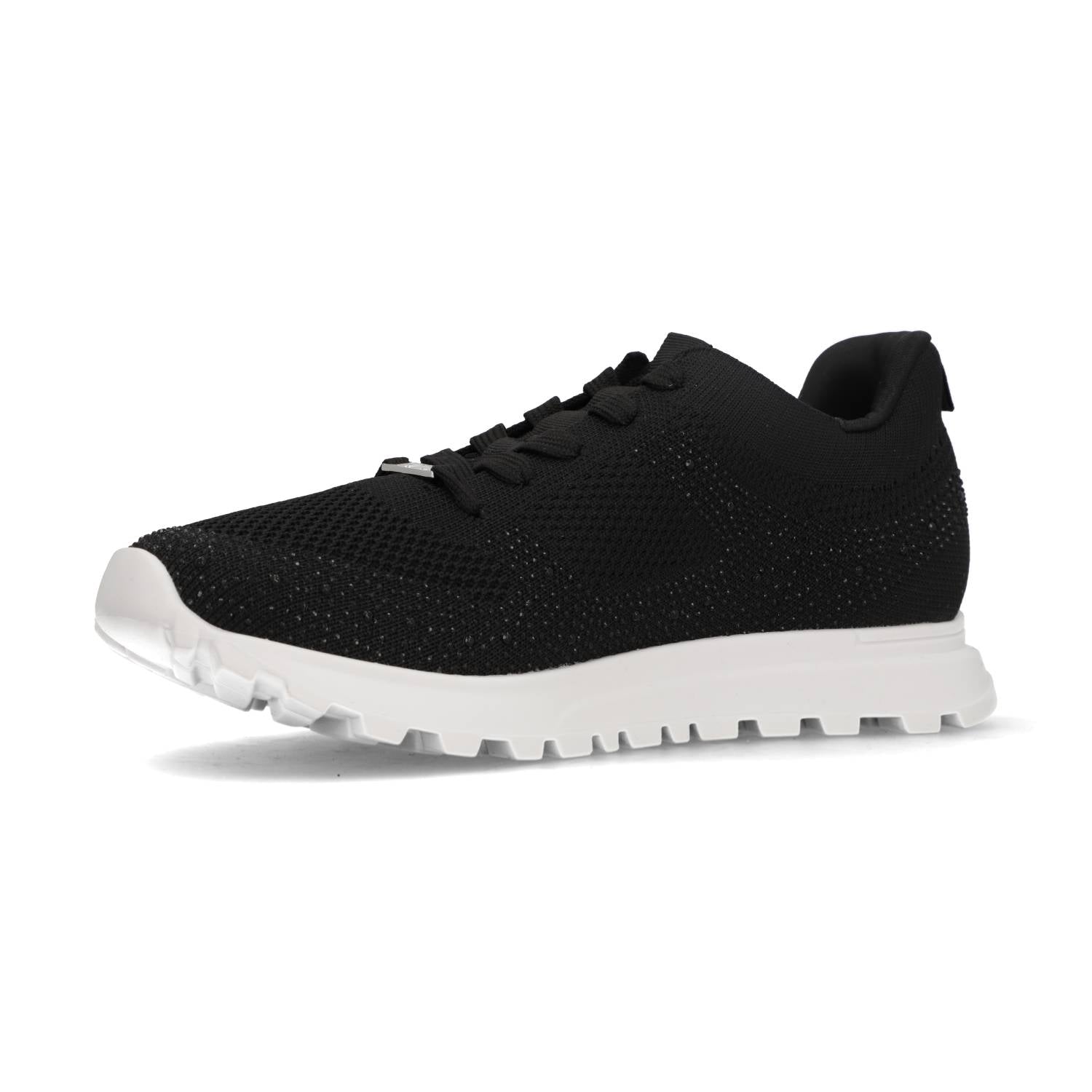 Zapatilla Casual Brillos Eco Cuero Negra 1429-204-28075-97483