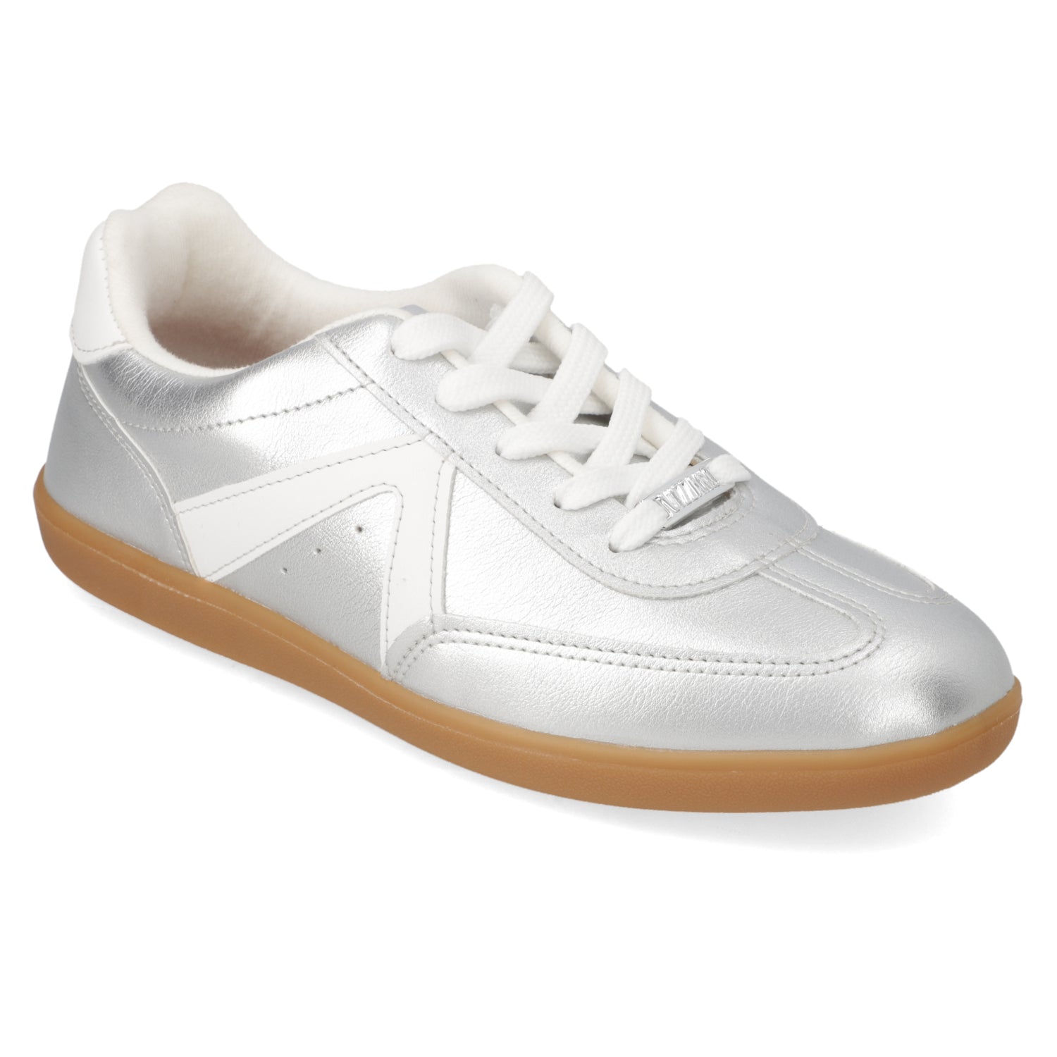 Zapatilla Casual Eco Cuero Metalizada Plateada 35 / Plateado