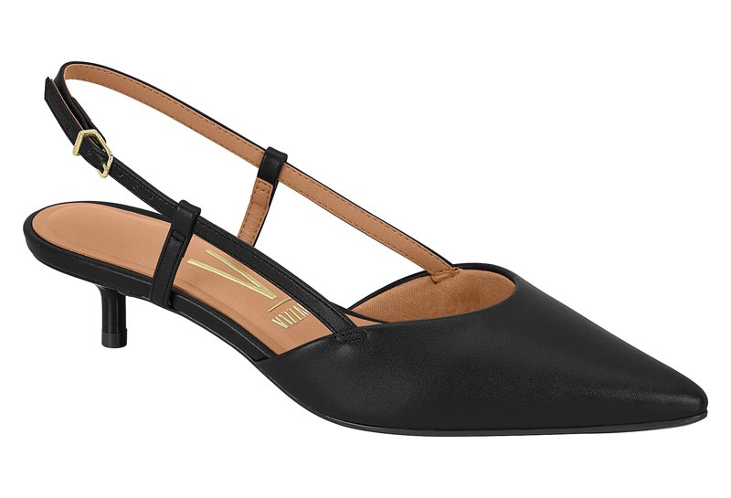 Stiletto Taco Aguja Eco Cuero Negro 35