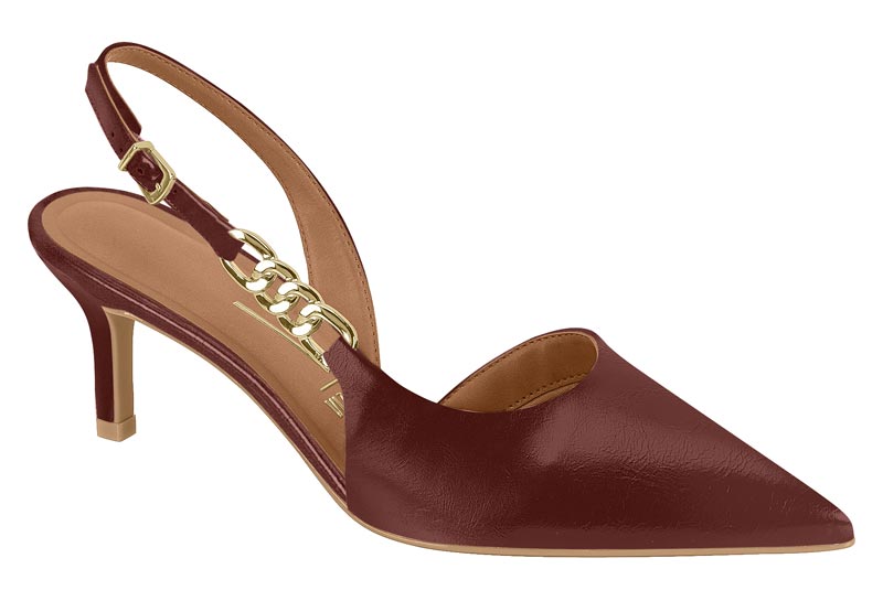Stiletto Mujer Taco Medio Slingback con Cadena Carmín Vizzano