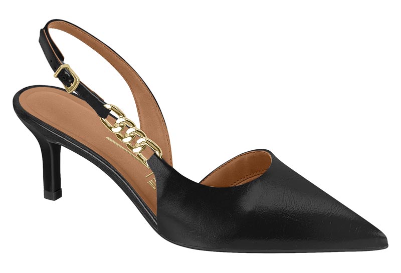 Stiletto Mujer Taco Medio Slingback con Cadena Negro Vizzano