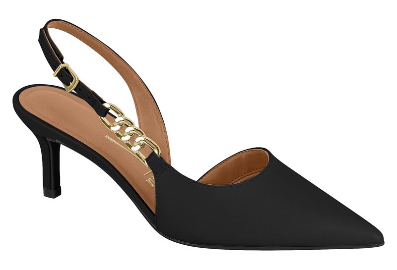 Stiletto Mujer Taco Medio Slingback con Cadena Negro Vizzano