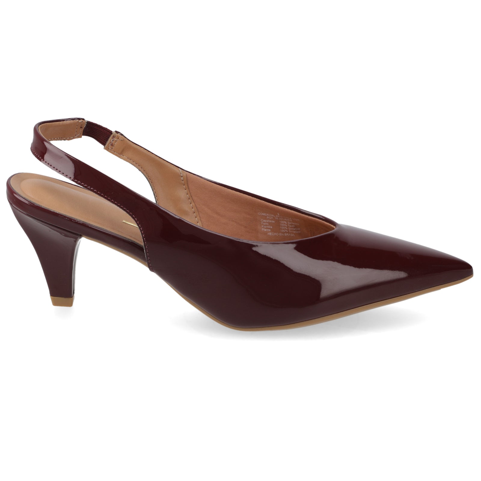 Zapato Mujer Destalonado Charol Burdeos 35 / Vino
