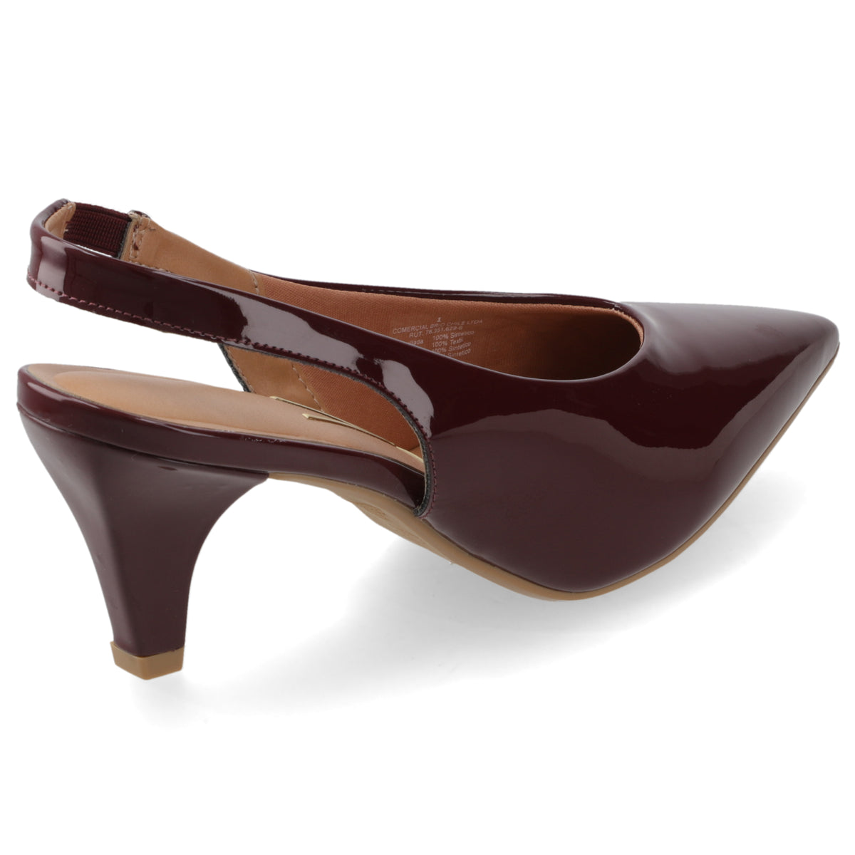 Zapato Mujer Destalonado Charol Burdeos 35 / Vino