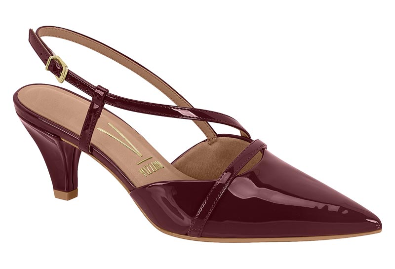 Stiletto Mujer Taco Medio Tiras Cruzadas Charol Vino Vizzano