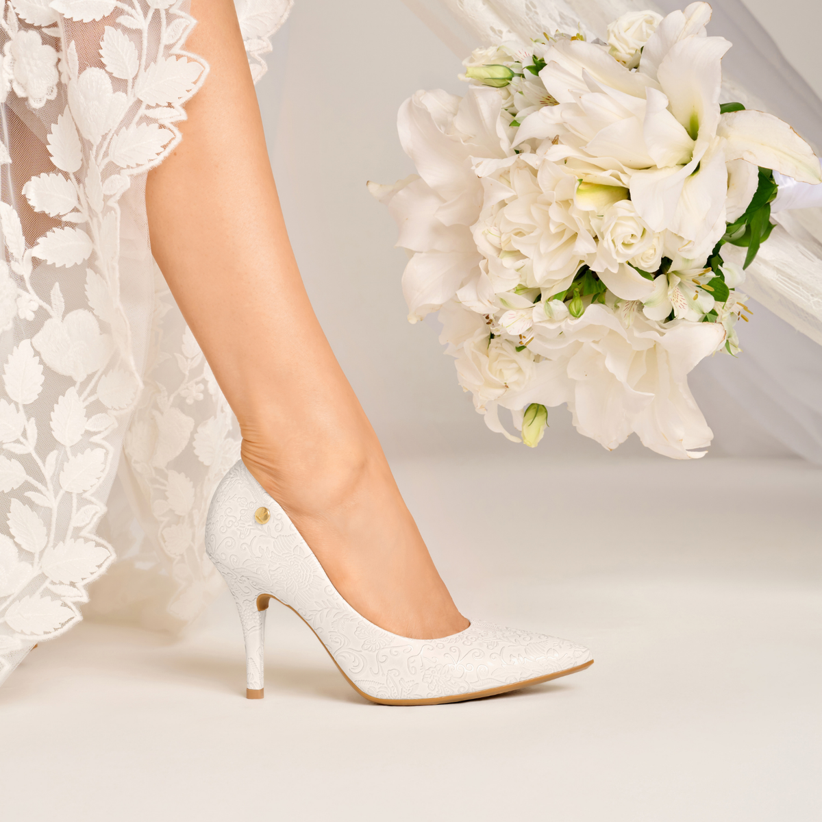 Stiletto de Novia Taco Aguja Blanco Vizzano