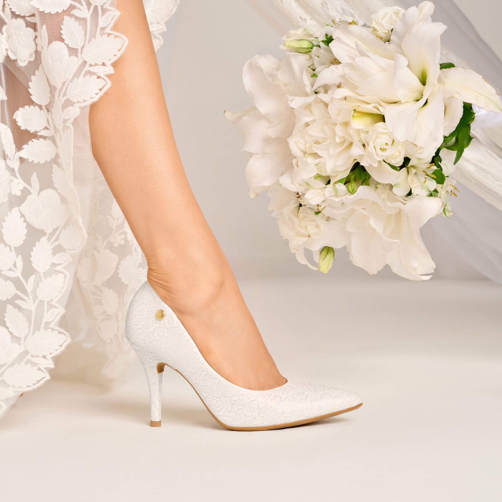 Stiletto de Novia Taco Aguja Blanco Vizzano