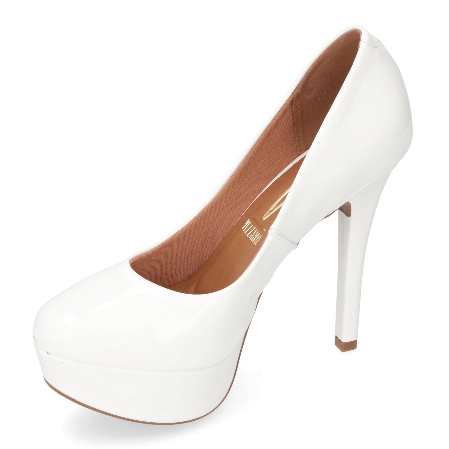 Zapato Taco Plataforma Vizzano Efecto Charol Blanco 1830-501-13488-16072
