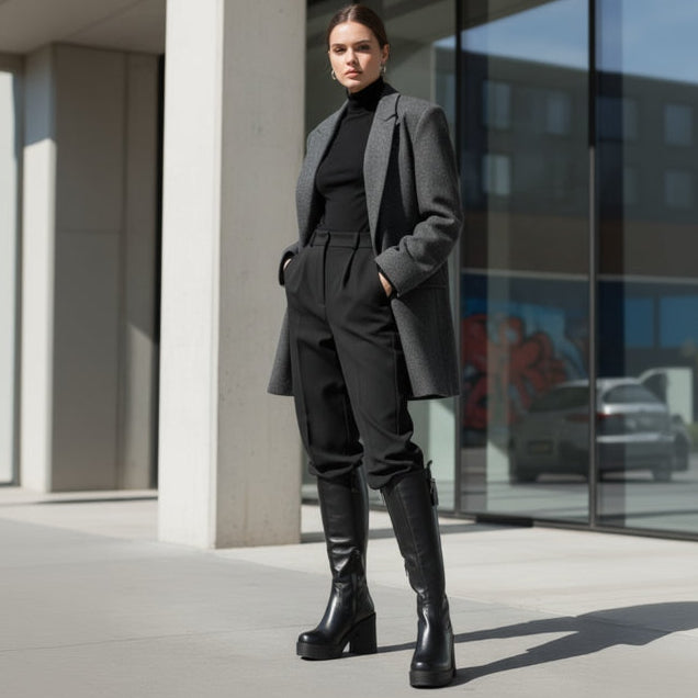 Bota Taco Ancho Negro New Walk