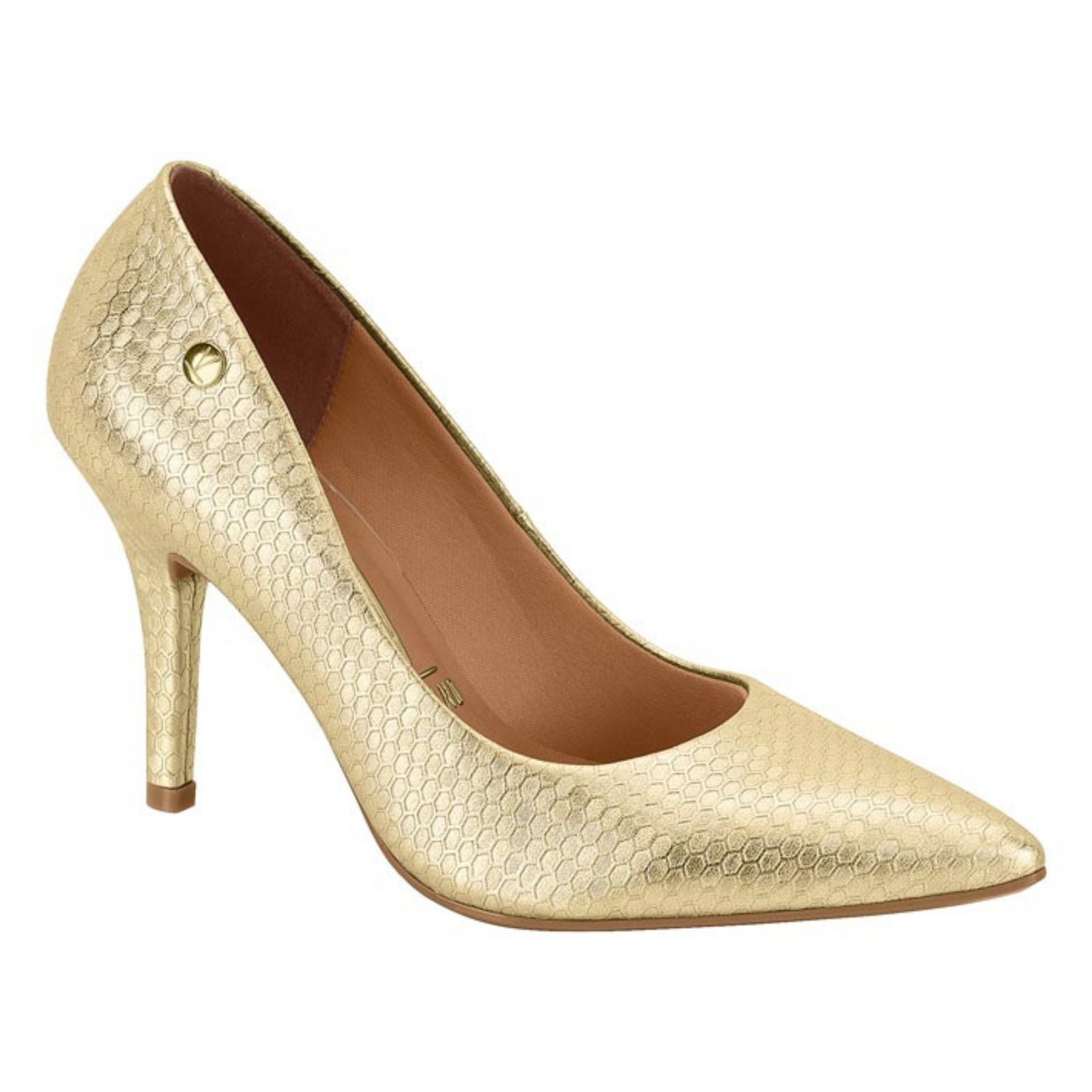 Stiletto Taco Aguja Eco Cuero Dorado