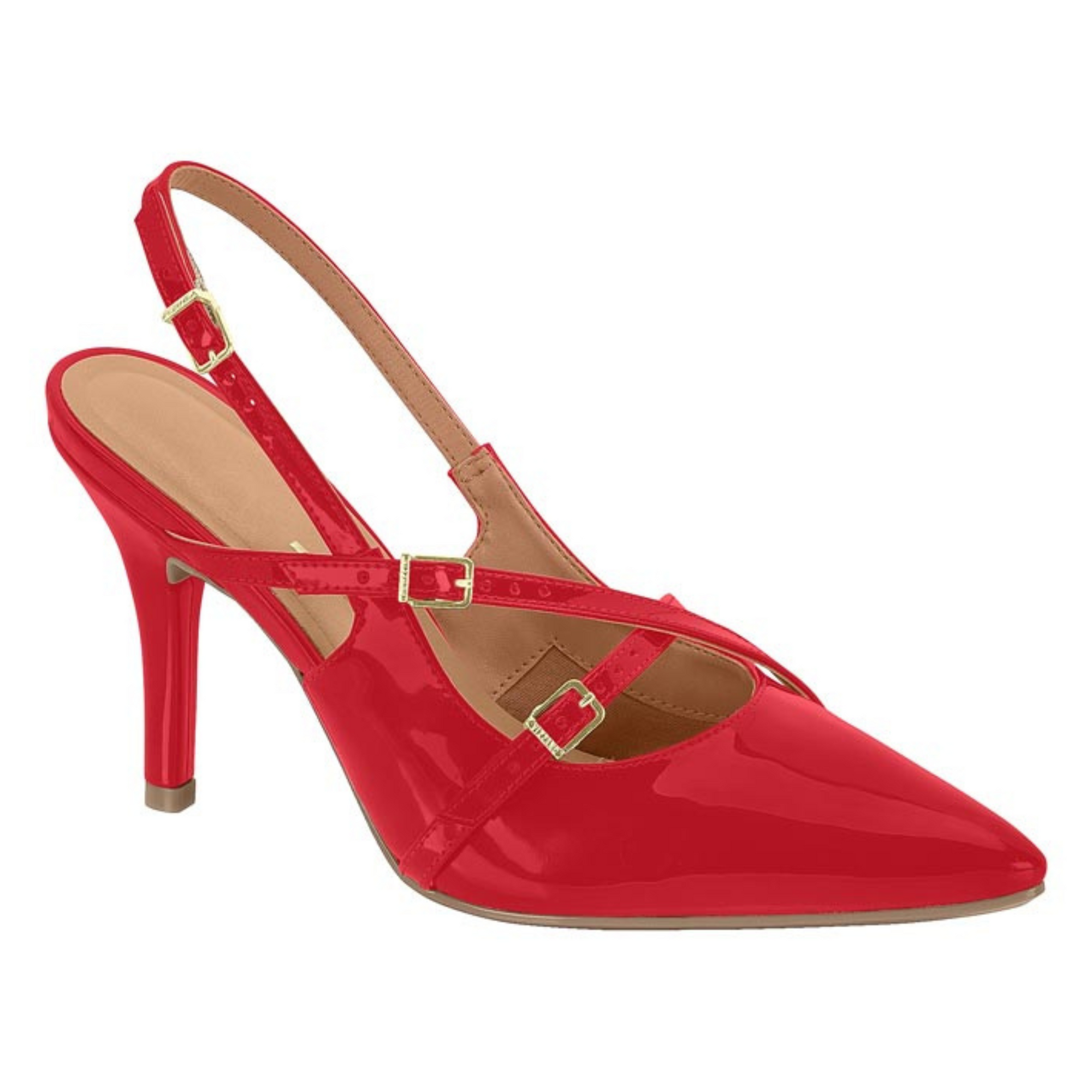 Stiletto Taco Aguja Efecto Charol Rojo 34