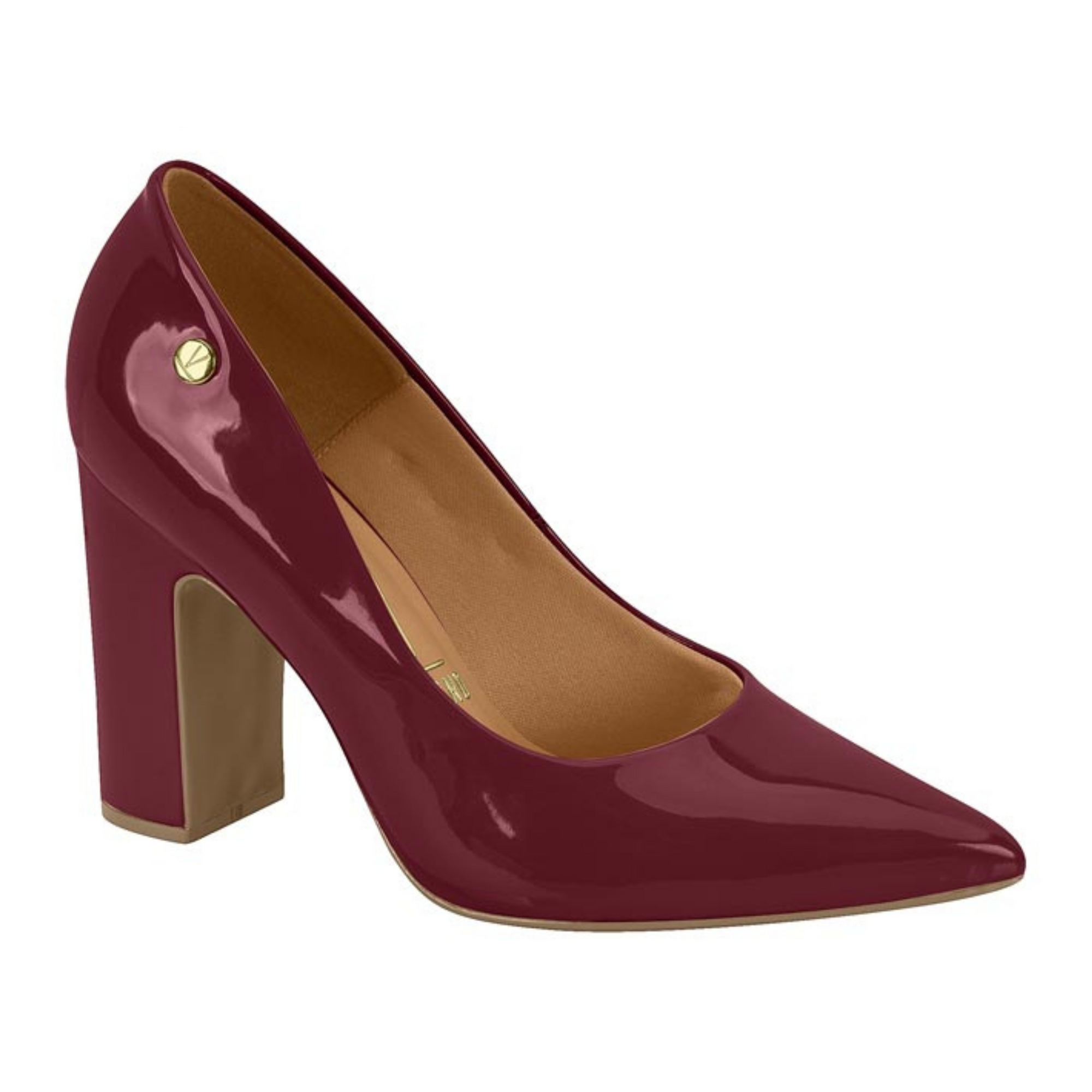 Zapato Taco Cuadrado Vizzano Efecto Charol Vino 34 / Vino