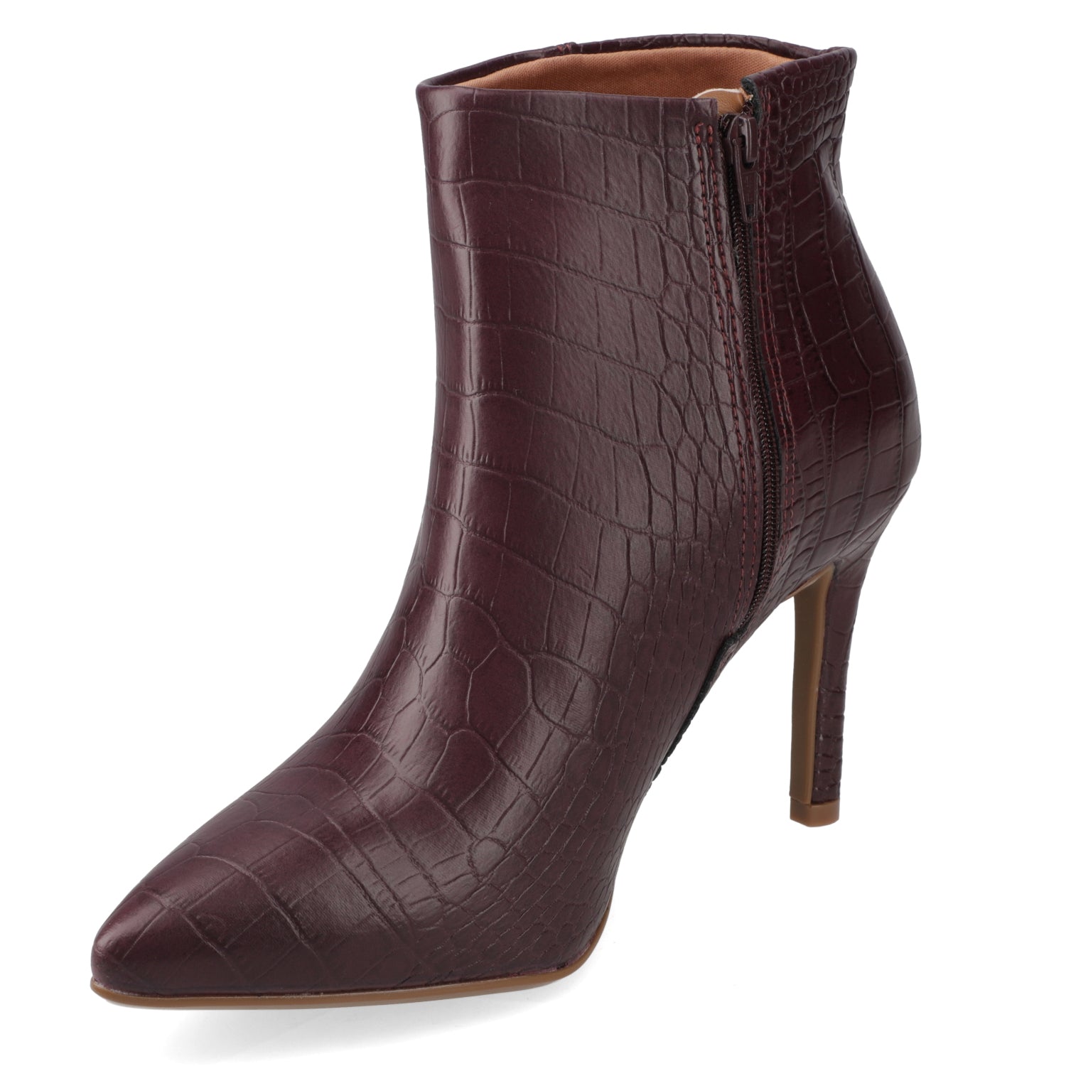 Botin Croco Taco Aguja 7 cm Vino Vizzano 34 / Vino