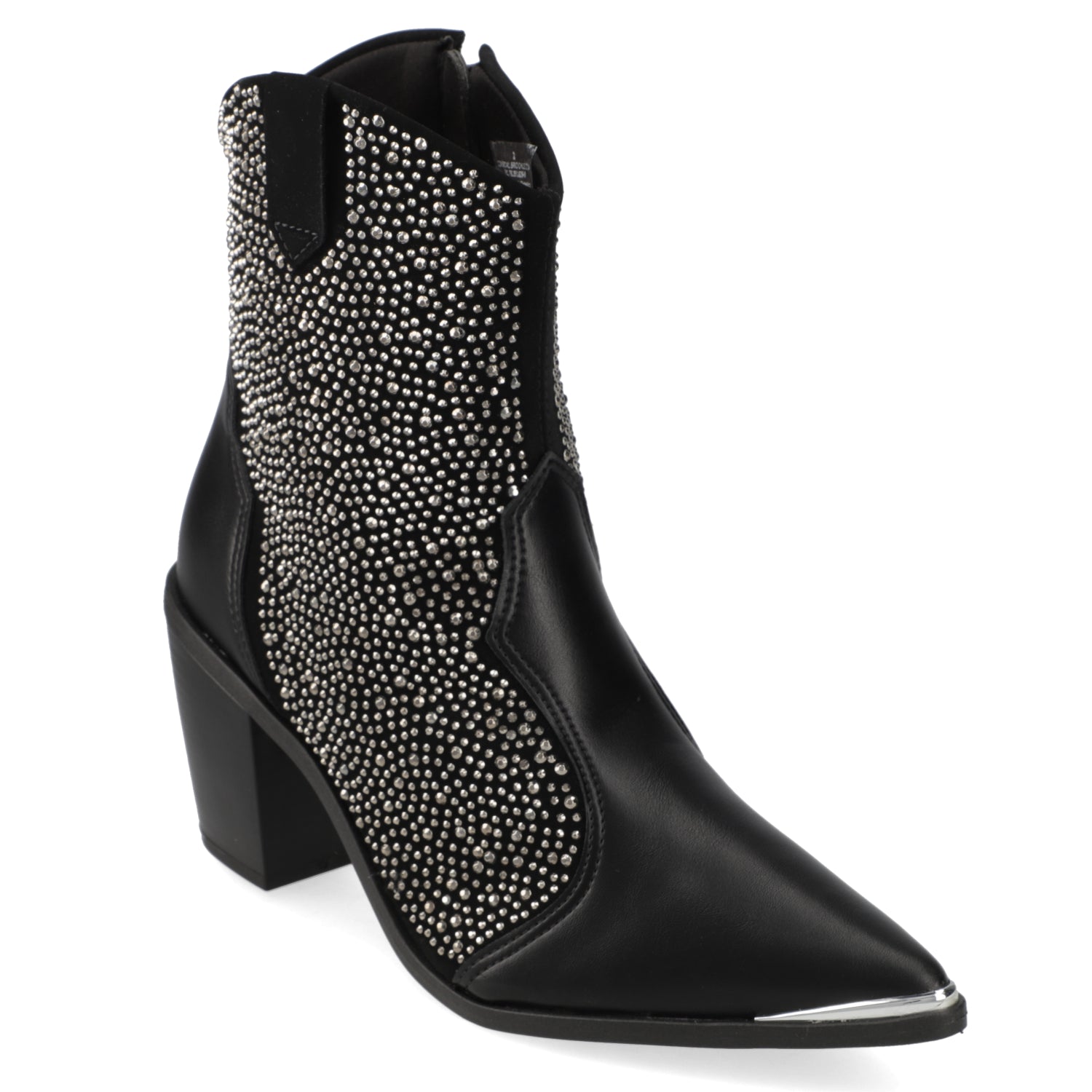 Botin Texano 7 cm Negro Brillos Vizzano 35 / Negro