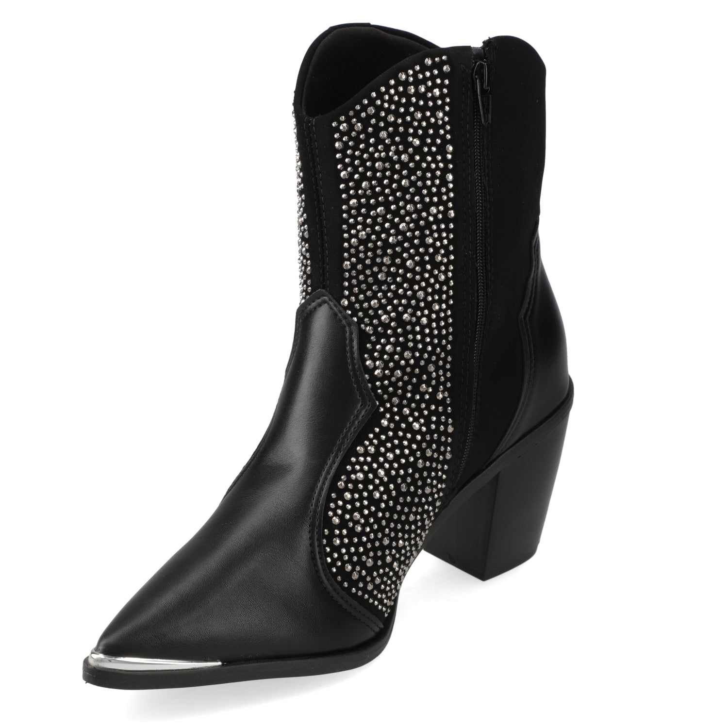 Botin Texano 7 cm Negro Brillos Vizzano 35 / Negro