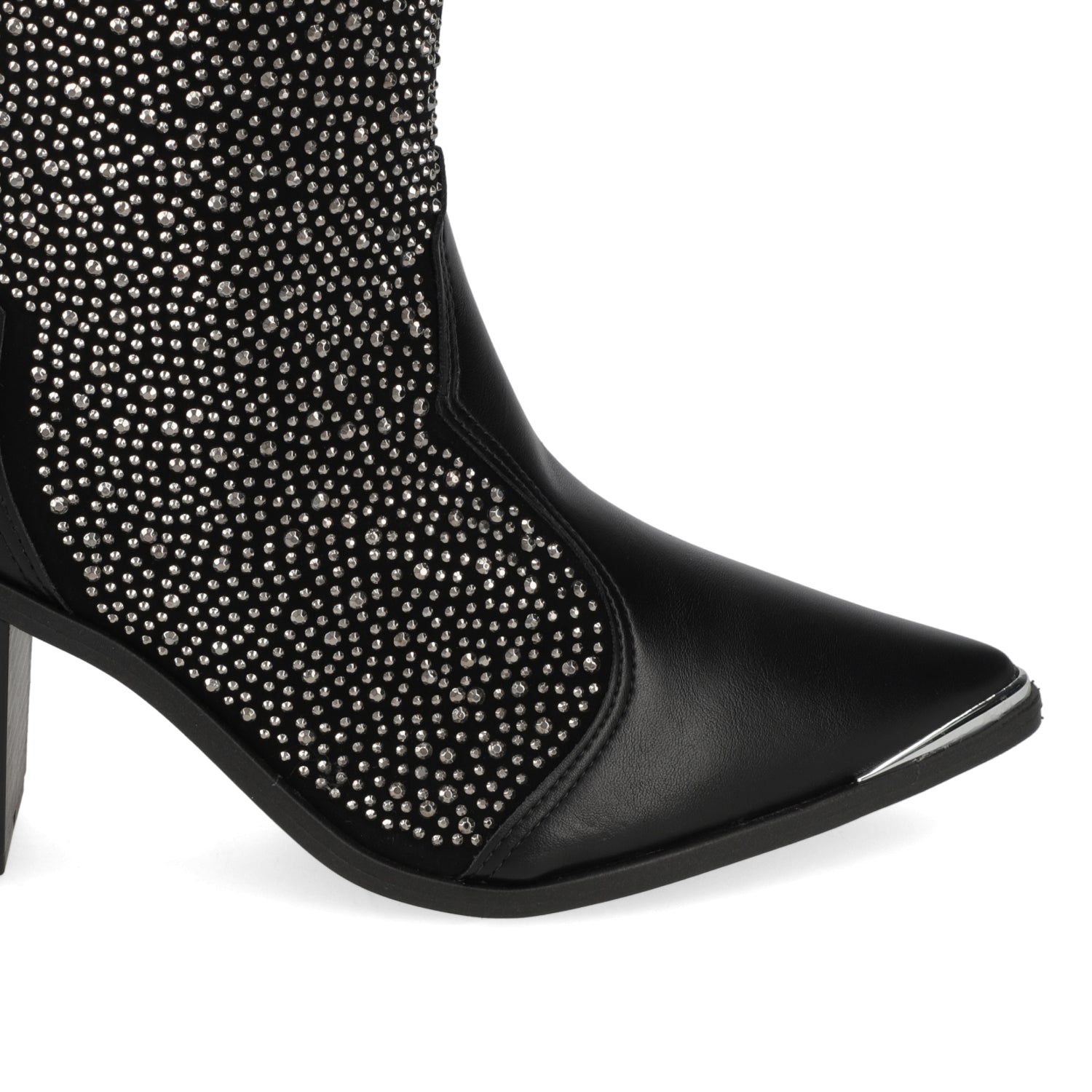 Botin Texano 7 cm Negro Brillos Vizzano 35 / Negro