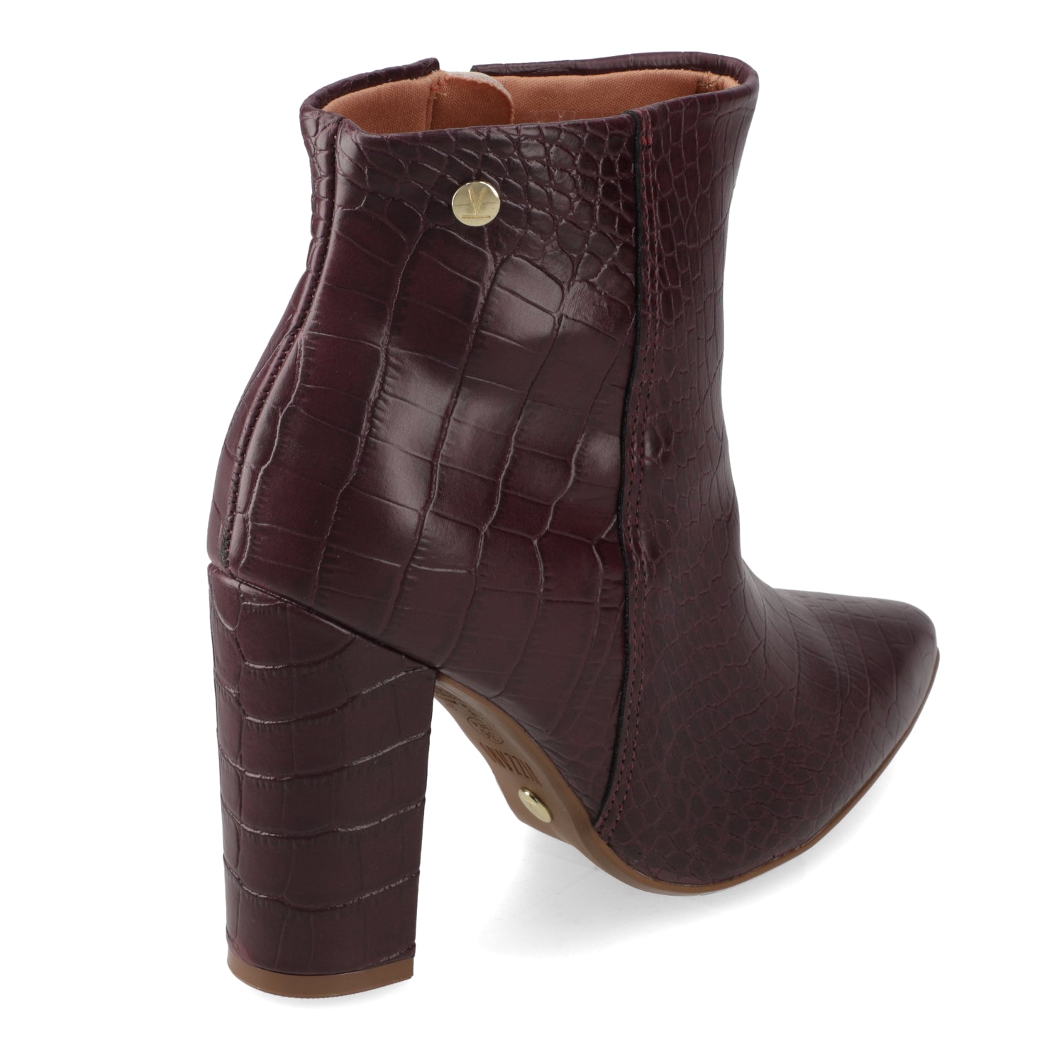 Botin Croco Taco Ancho 7 cm Vino Vizzano 34 / Vino