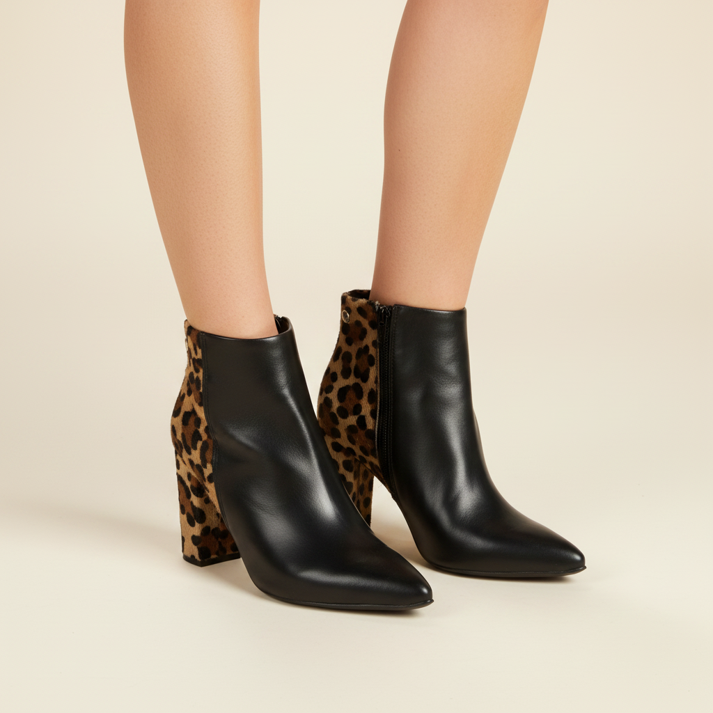 Botín Taco Ancho Animal Print Vizzano
