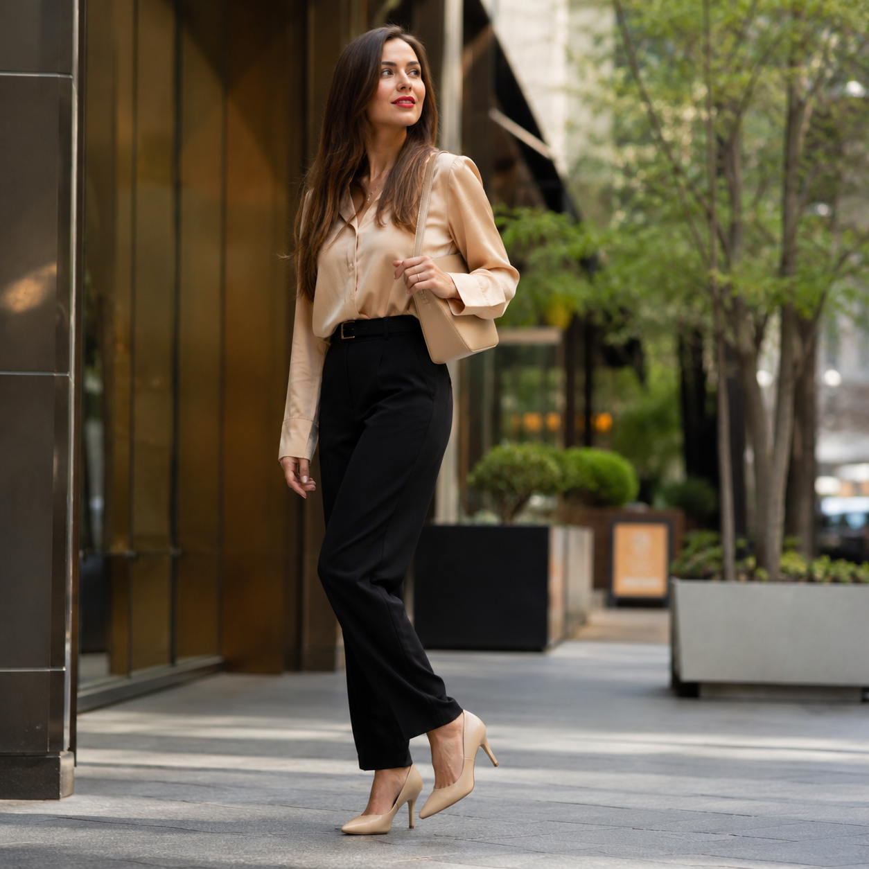 Stiletto Taco Aguja Beige
