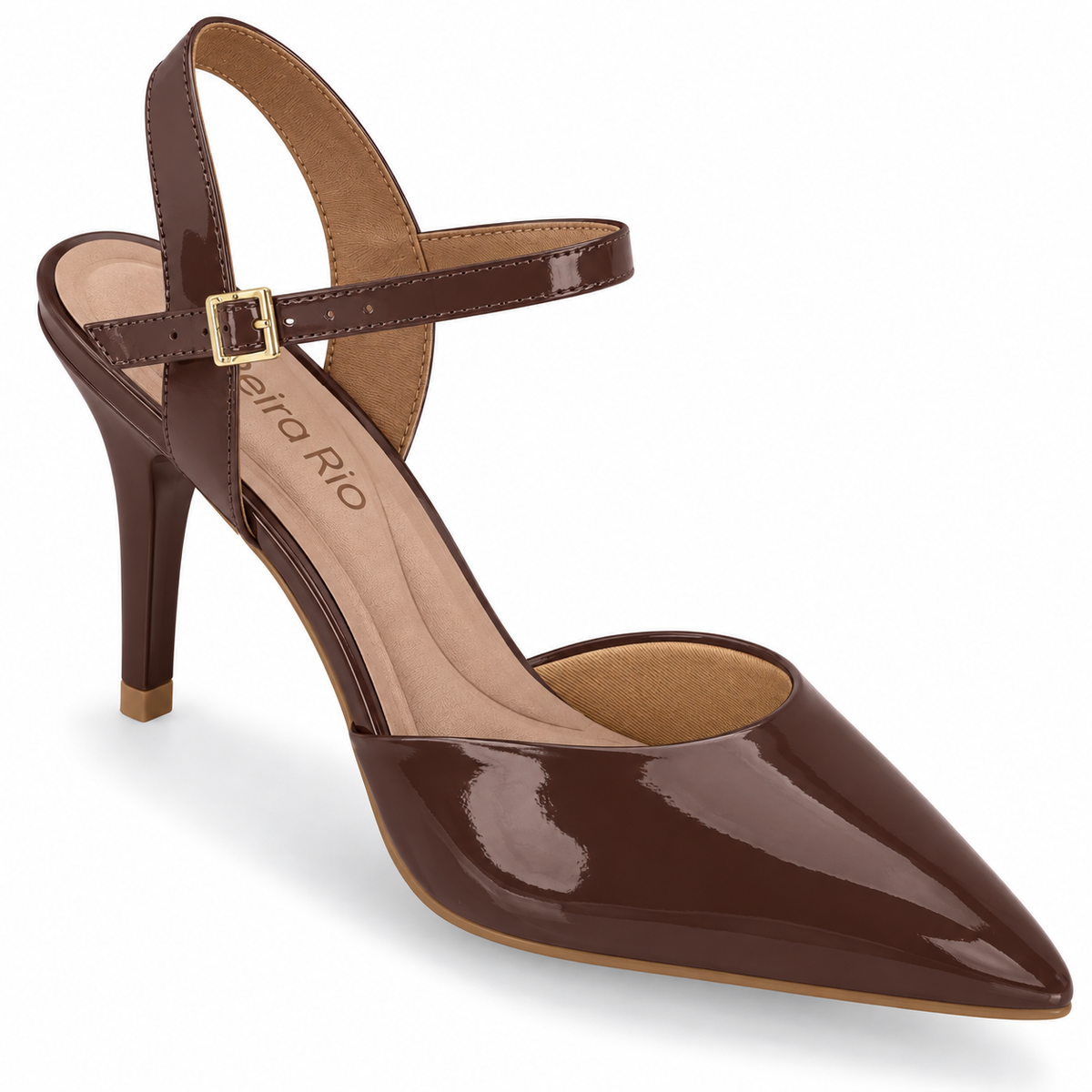 Zapato Mujer Charol Café con Pulsera al Tobillo 35 / Chocolate