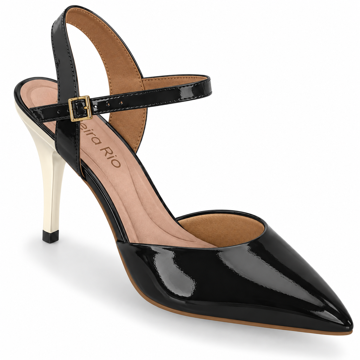 Zapato Mujer Charol Negro con Pulsera al Tobillo 35 / Negro