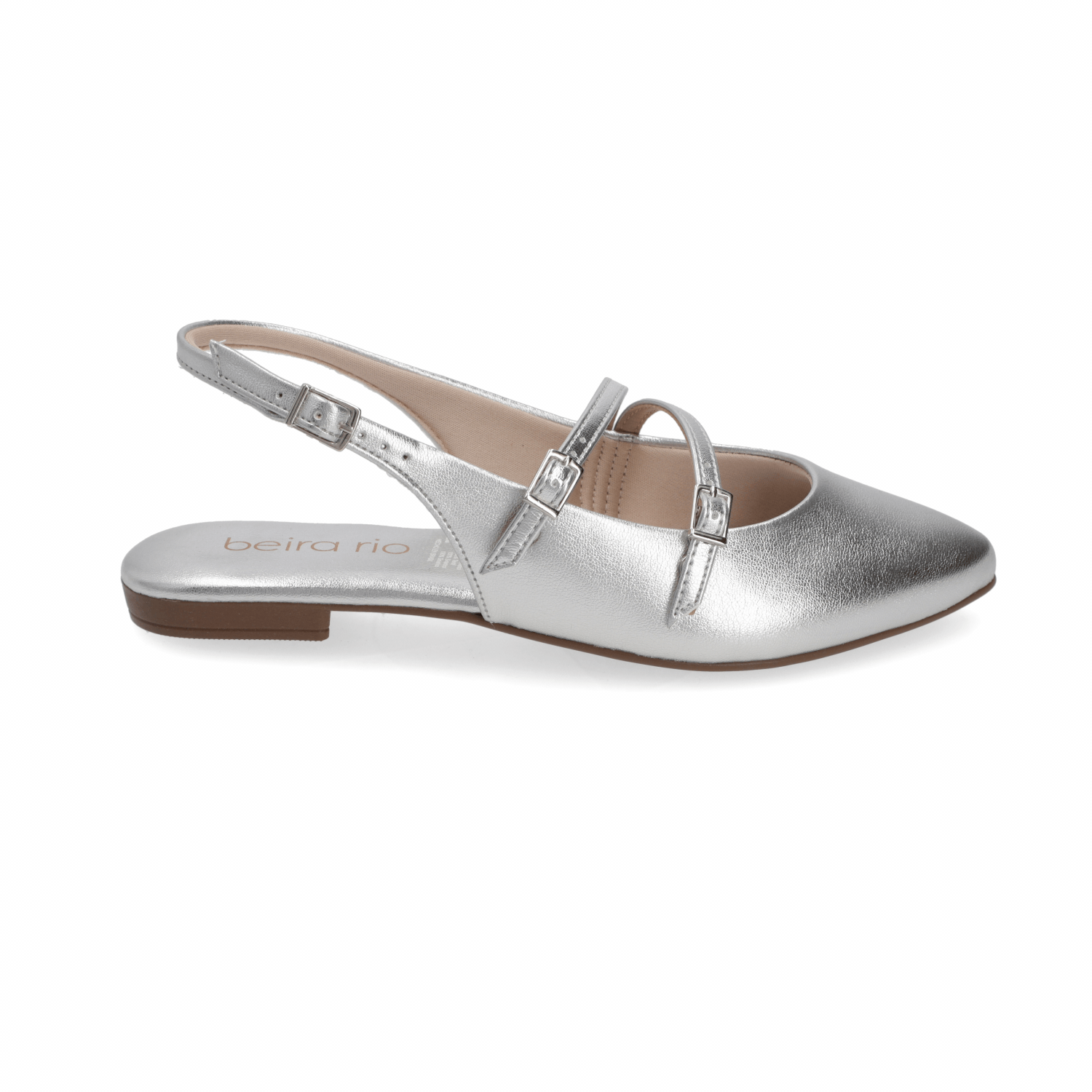 Ballerina Eco Cuero Metalizada Plateada 35 / Plateado