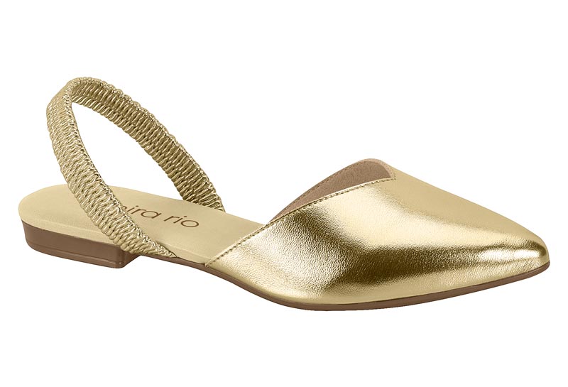 Ballerina Mujer Slingback Elasticada Dorada Beira Rio