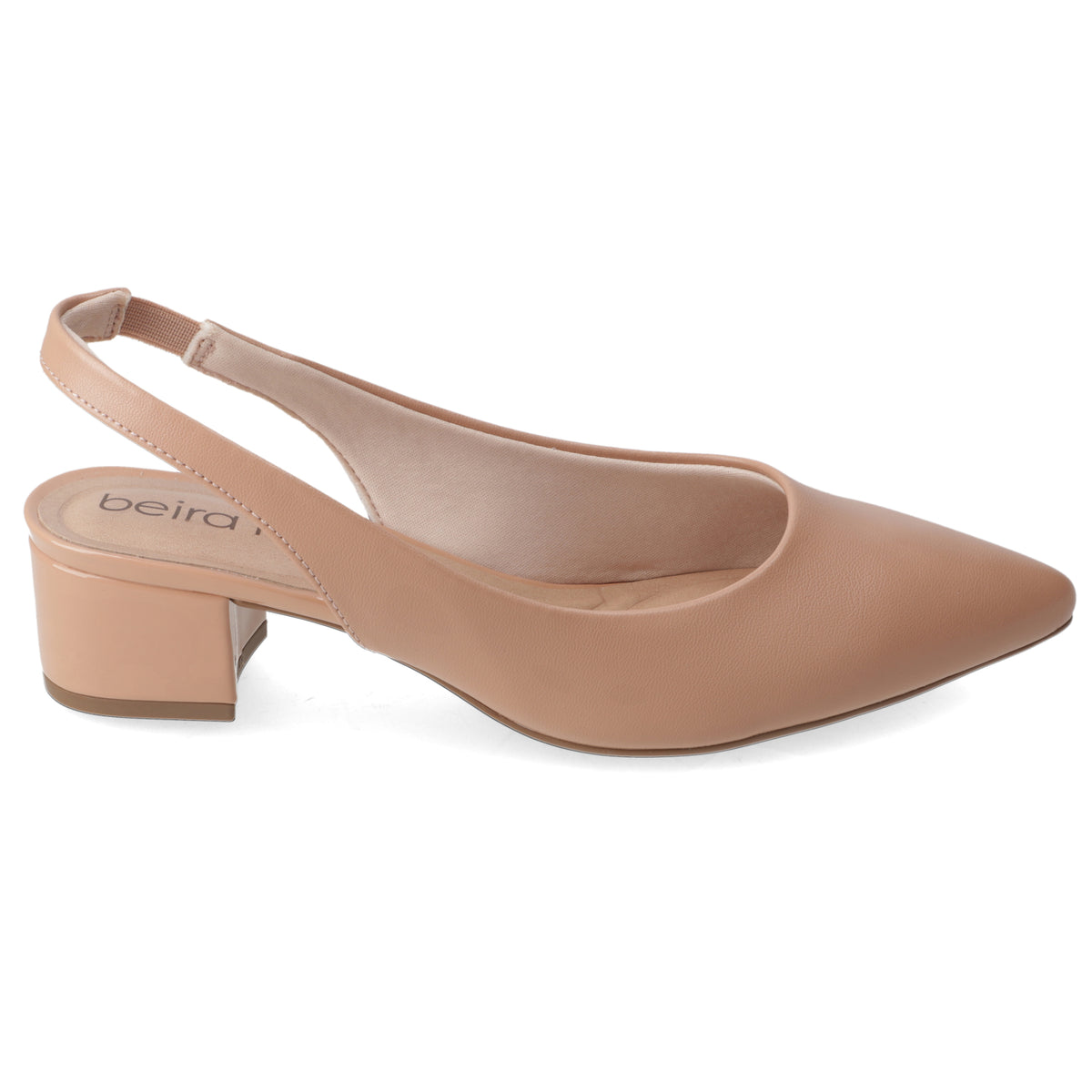 Zapato Taco Ancho Bajo Nude Beira Rio Ecocuero 35 / Nude