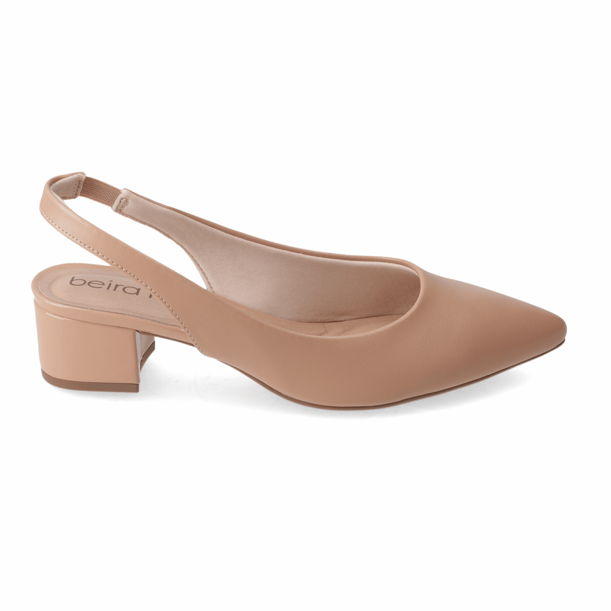 Zapato Taco Ancho Bajo Nude Beira Rio Ecocuero 35 / Nude