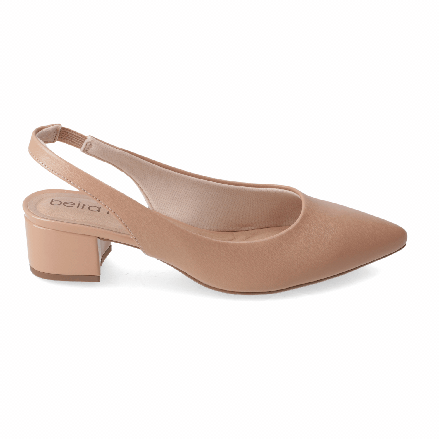 Zapato Taco Ancho Bajo Nude Beira Rio Ecocuero 35 / Nude