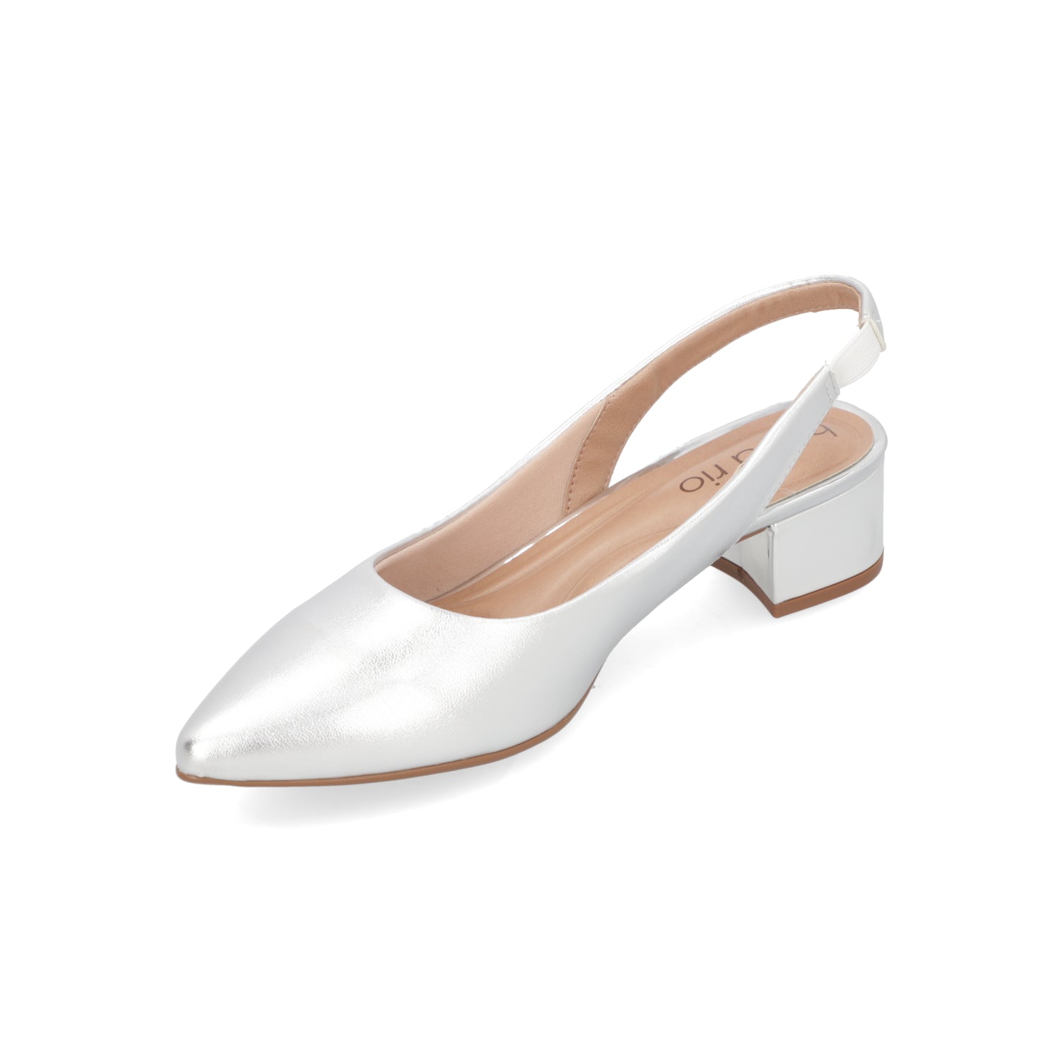 Zapato Taco Ancho Bajo Plateado Beira Rio