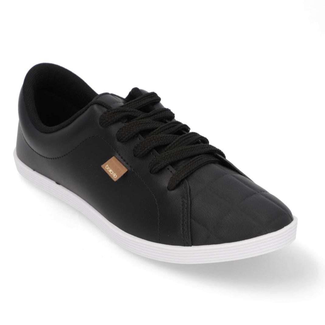 Zapatilla Casual Eco Cuero Negra 35 / Negro