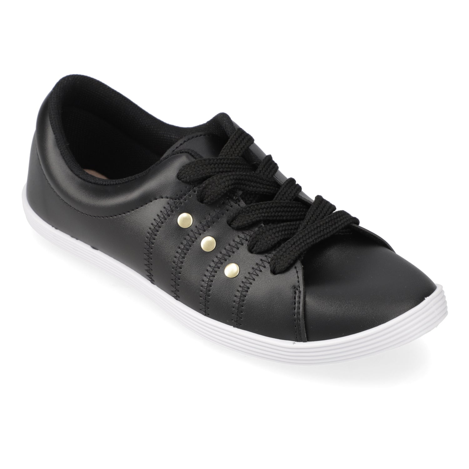 Zapatilla Casual Eco Cuero Negro 35 / Negro