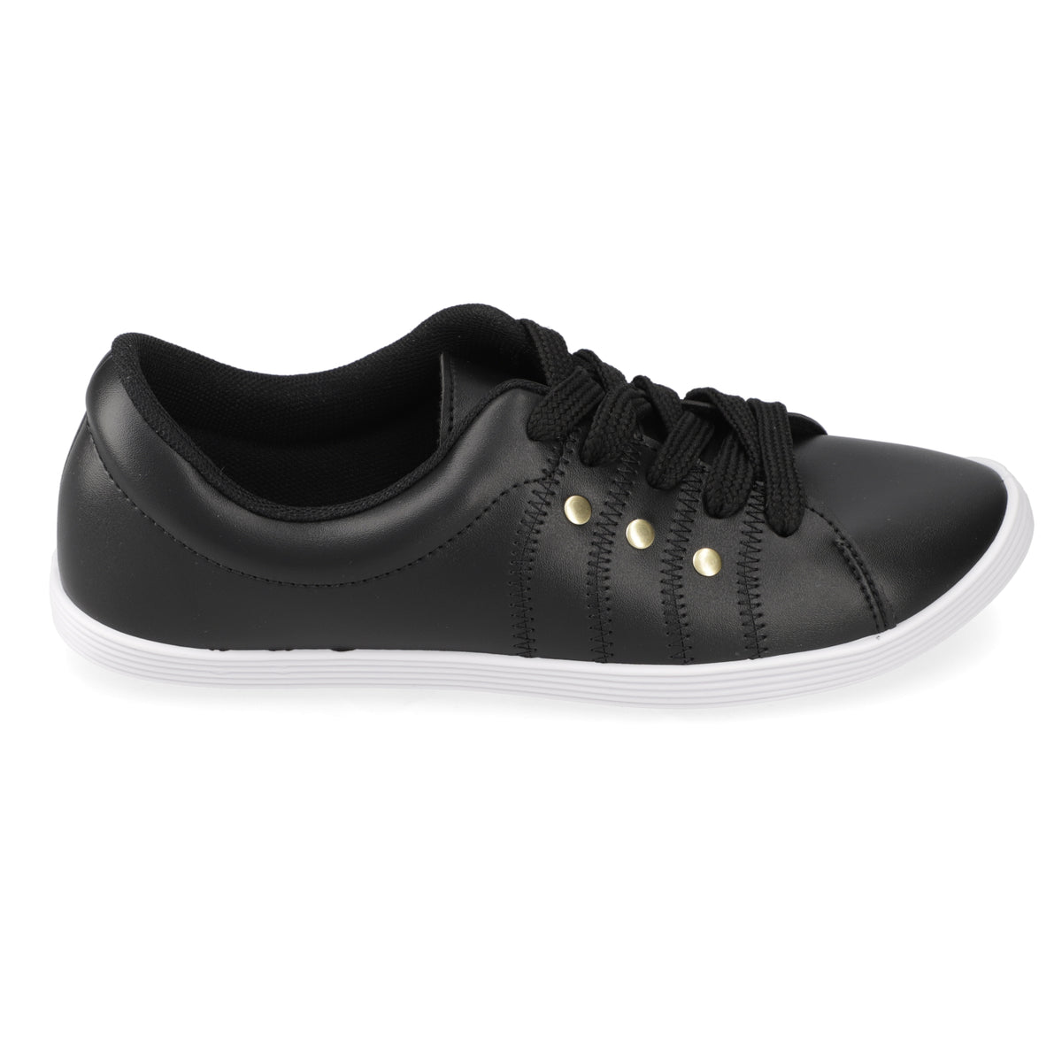Zapatilla Casual Eco Cuero Negro 35 / Negro