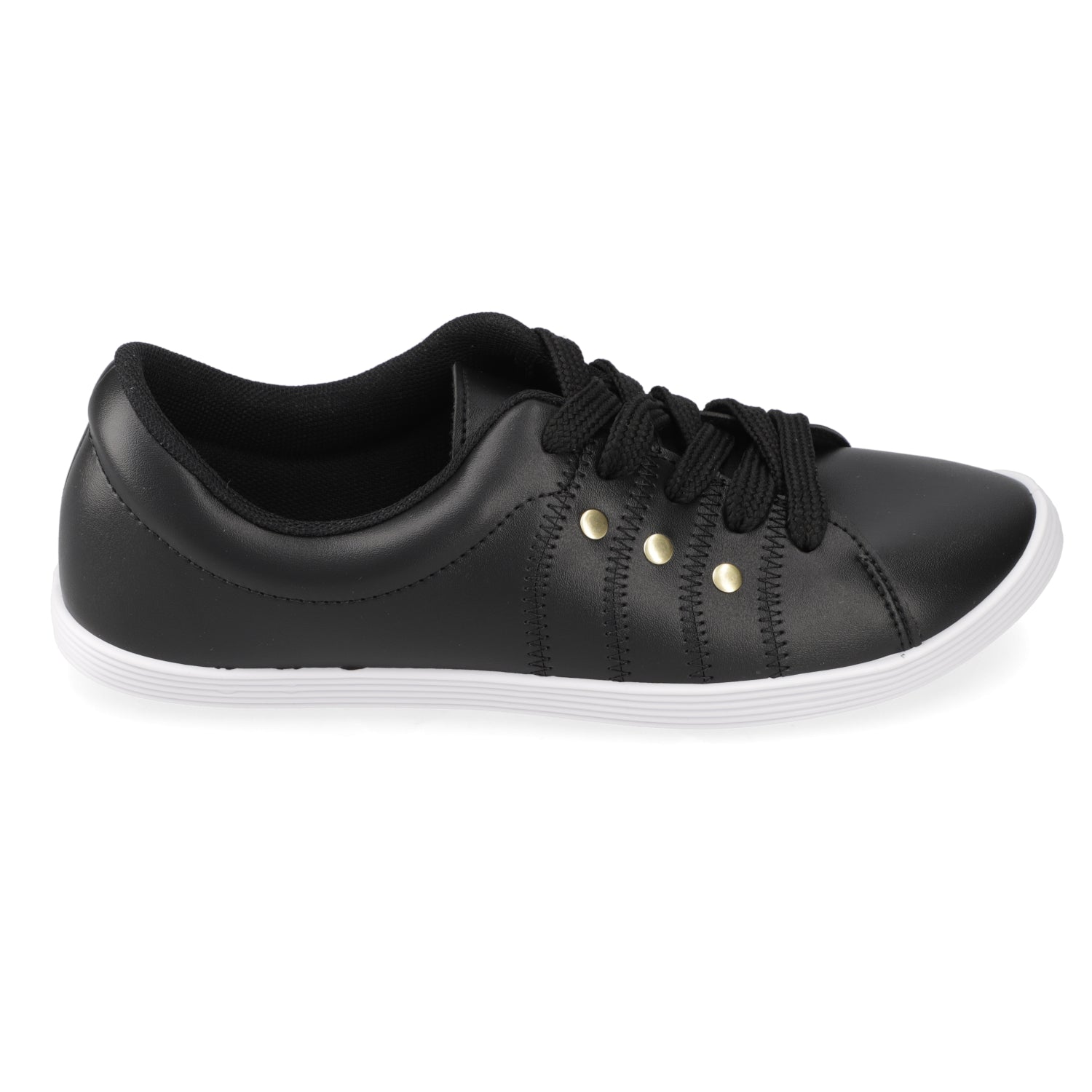 Zapatilla Casual Eco Cuero Negro 35 / Negro