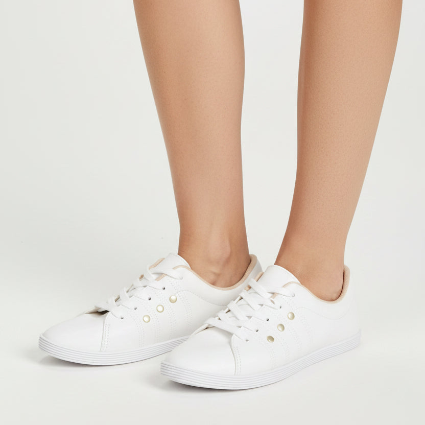Zapatilla Casual Eco Cuero Blanco 35 / Blanco