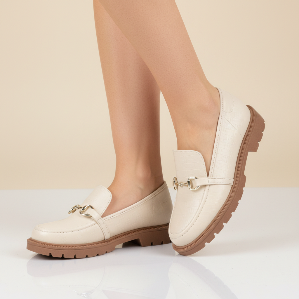 Mocasin Crema Beira Rio 35 / Crema