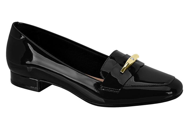 Mocasin Eco Cuero Efecto Charol Negro 34 / Beige