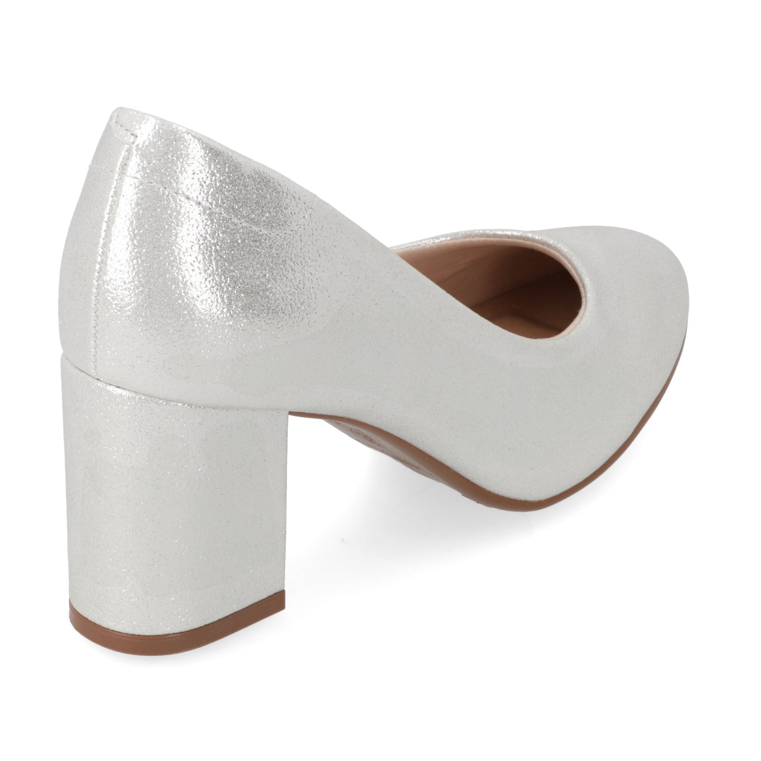 Taco Ancho Eco Cuero Plateado