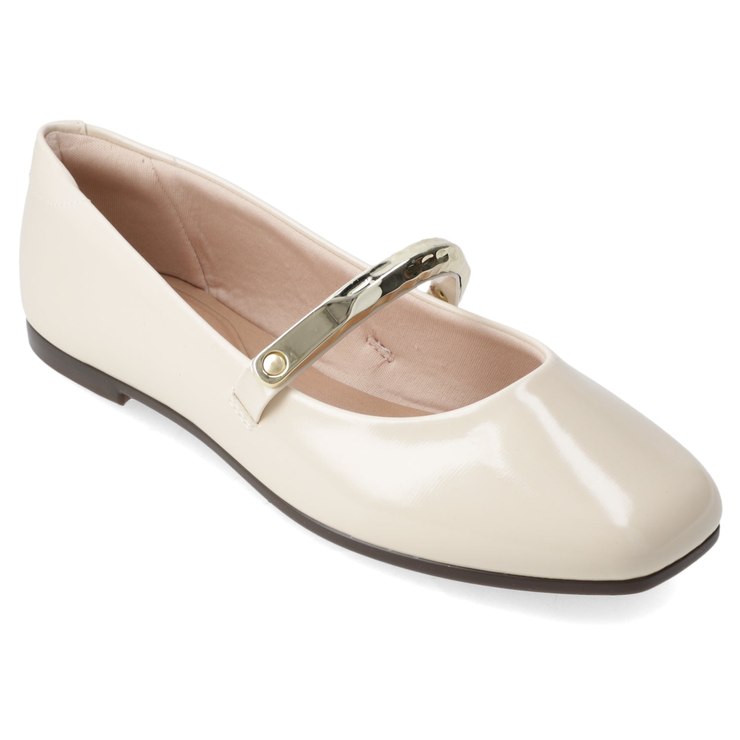 Ballerina Crema Beira Rio Efecto Charol 35 / Crema