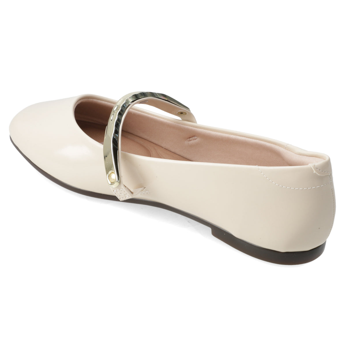 Ballerina Crema Beira Rio Efecto Charol 35 / Crema
