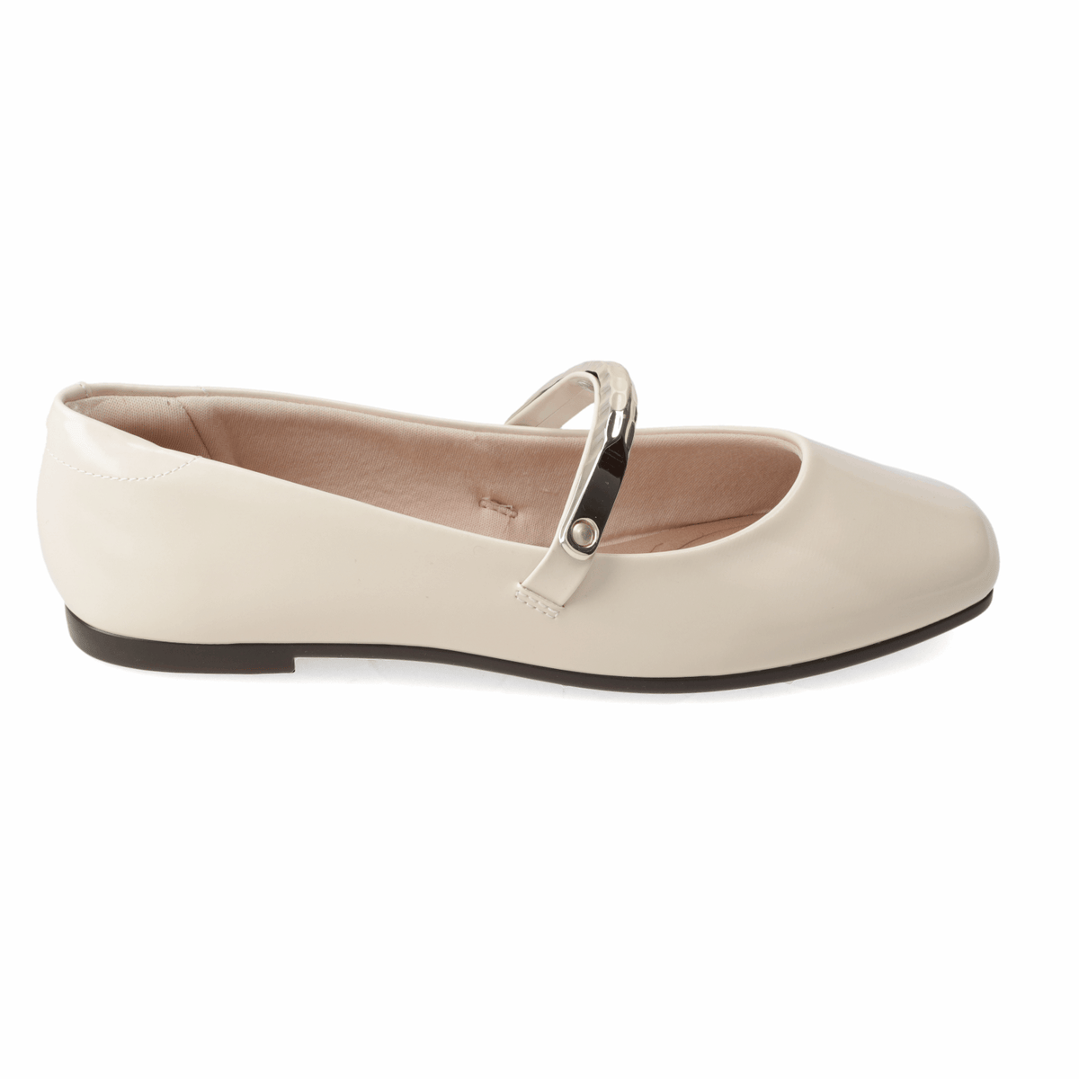 Ballerina Crema Beira Rio Efecto Charol 35 / Crema