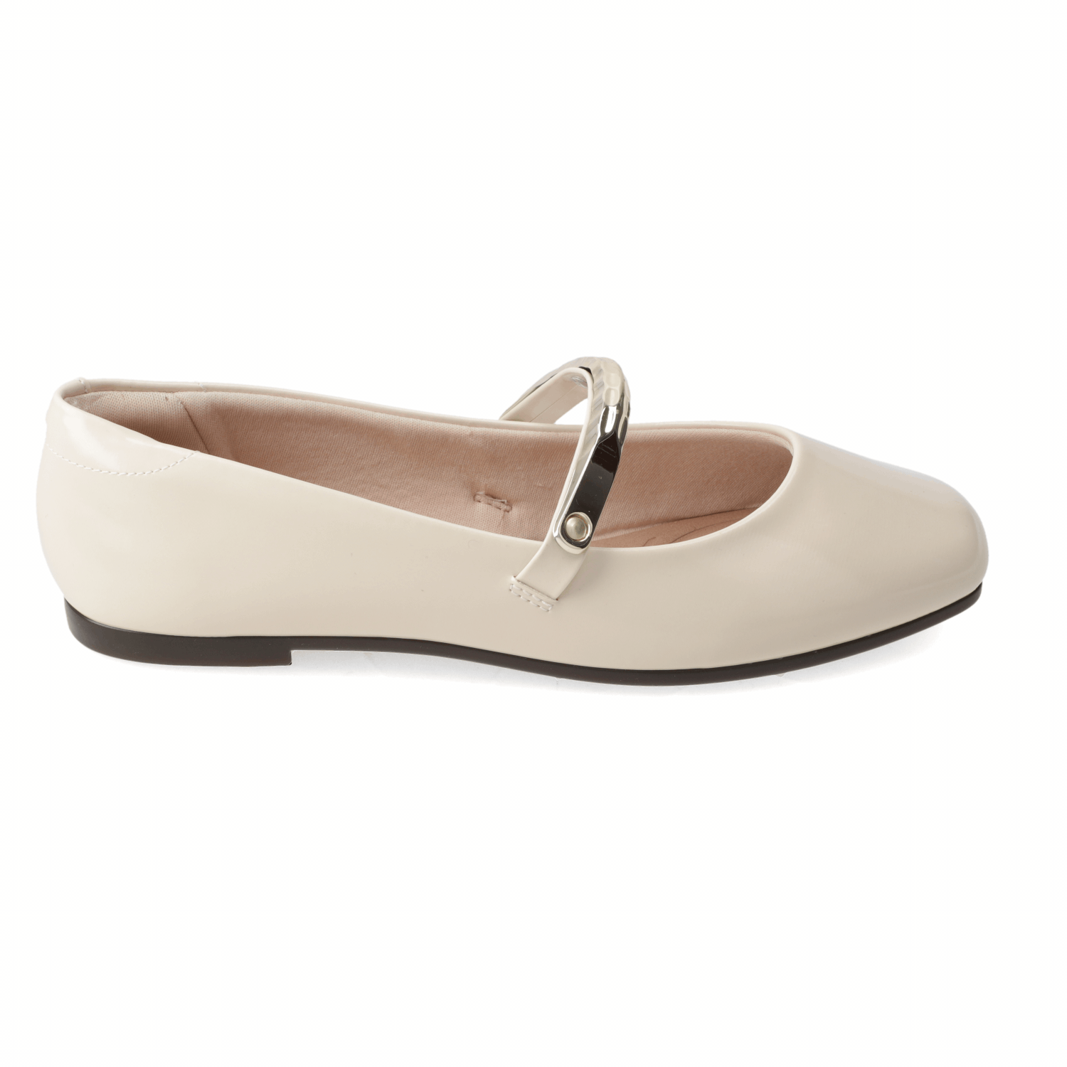 Ballerina Crema Beira Rio Efecto Charol 35 / Crema