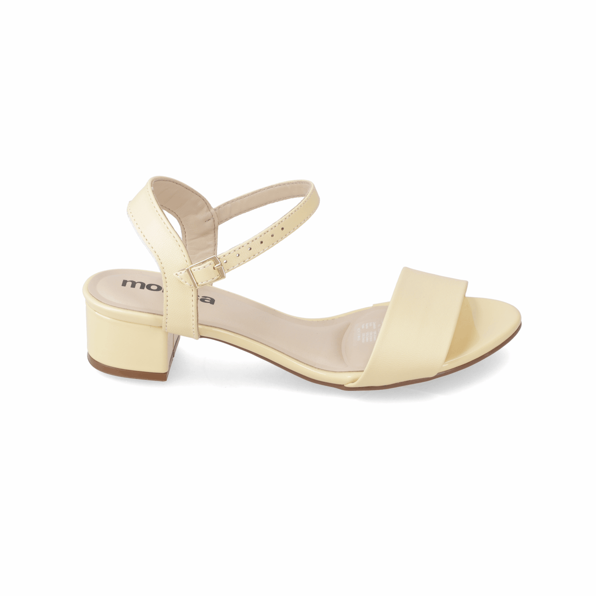 Sandalia Taco Ancho Bajo Amarillo Moleca 35 / Amarillo