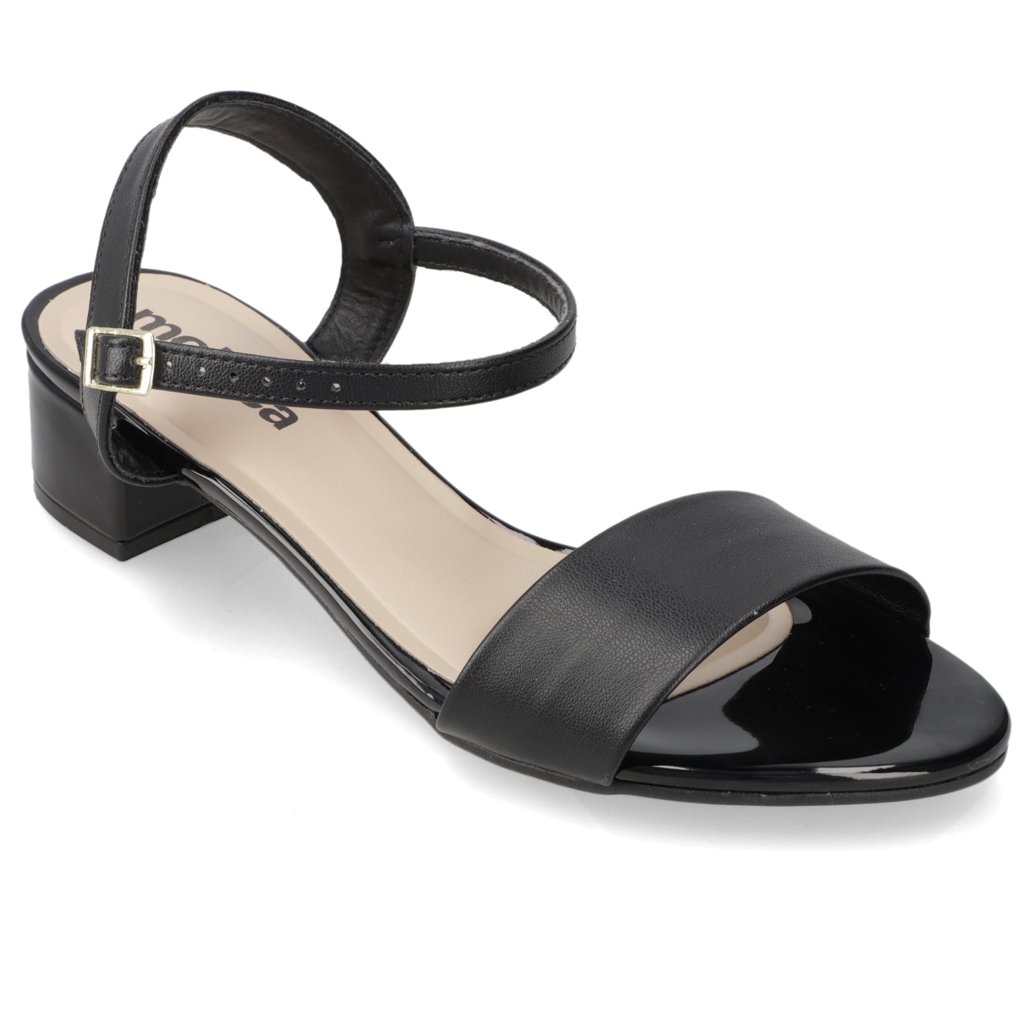 Sandalia Taco Ancho Bajo Negro Moleca 35 / Negro
