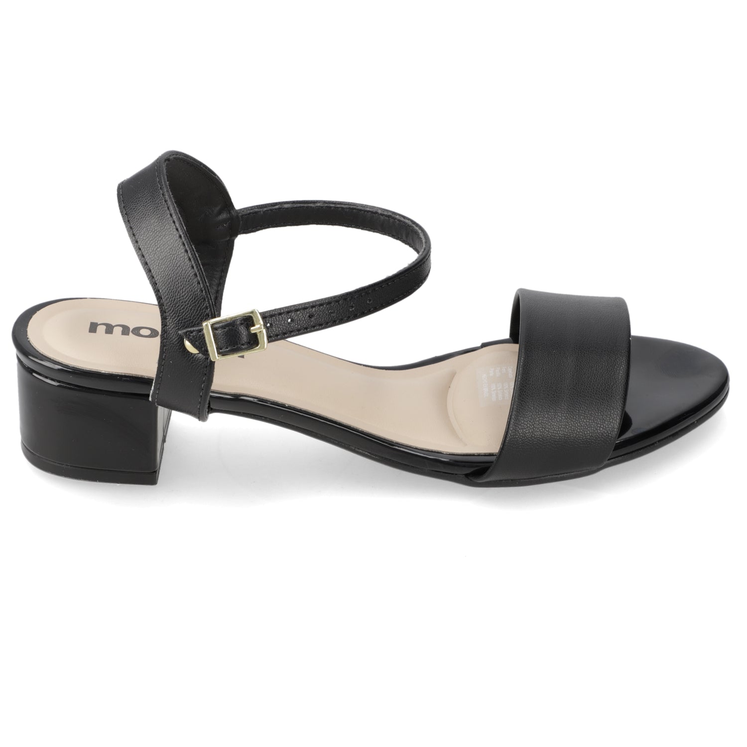 Sandalia Taco Ancho Bajo Negro Moleca 35 / Negro