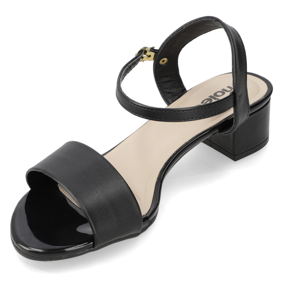 Sandalia Taco Ancho Bajo Negro Moleca 35 / Negro